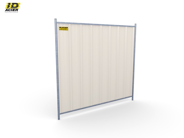 Cloture de chantier opaque bac acier : 2 m de haut - ID Acier